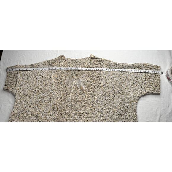 Denim Co Naturals 1X Short Sleeve Open Cardigan Beige Multicolor New - Picture 5 of 11